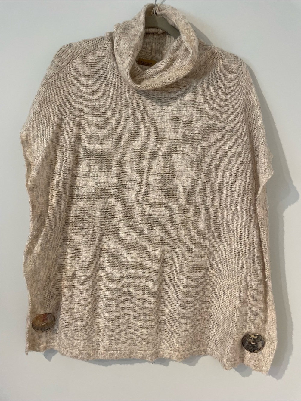 Piko 1988 Cream Marled Cowl Neck Sweater Poncho